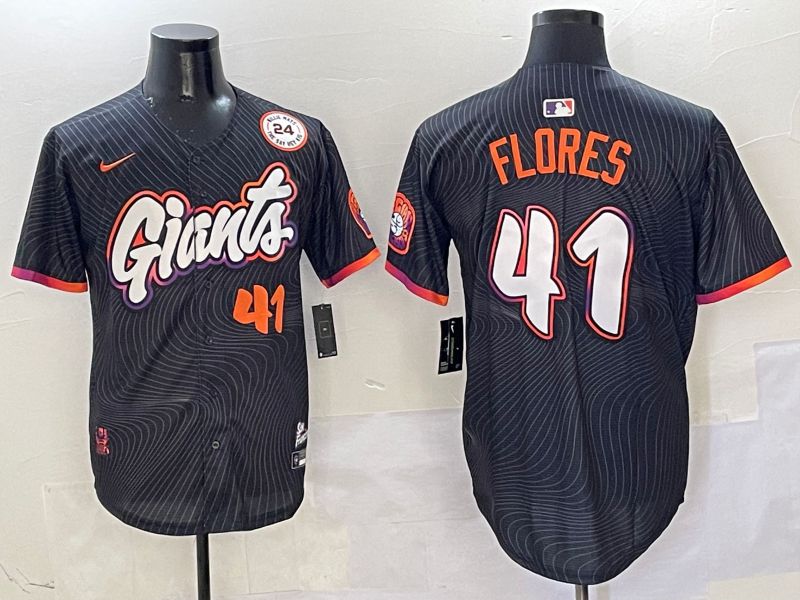Men San Francisco Giants #41 Flores Black Joint Name Nike 2025 MLB Jersey style 15